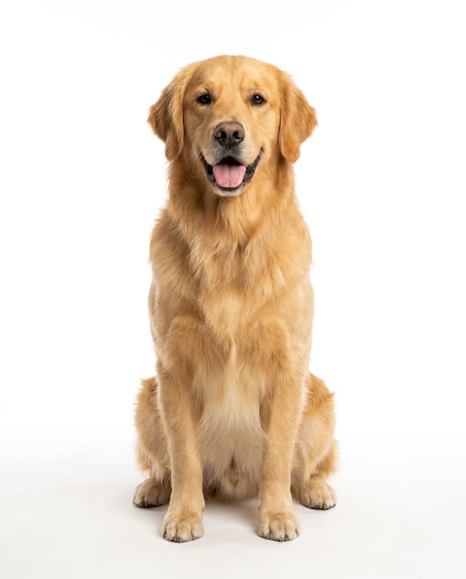 Golden retriever antes y después de un baño con Weelo