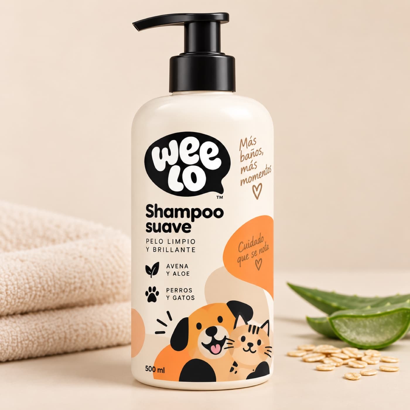 Botella Weelo de shampoo suave con dosificador